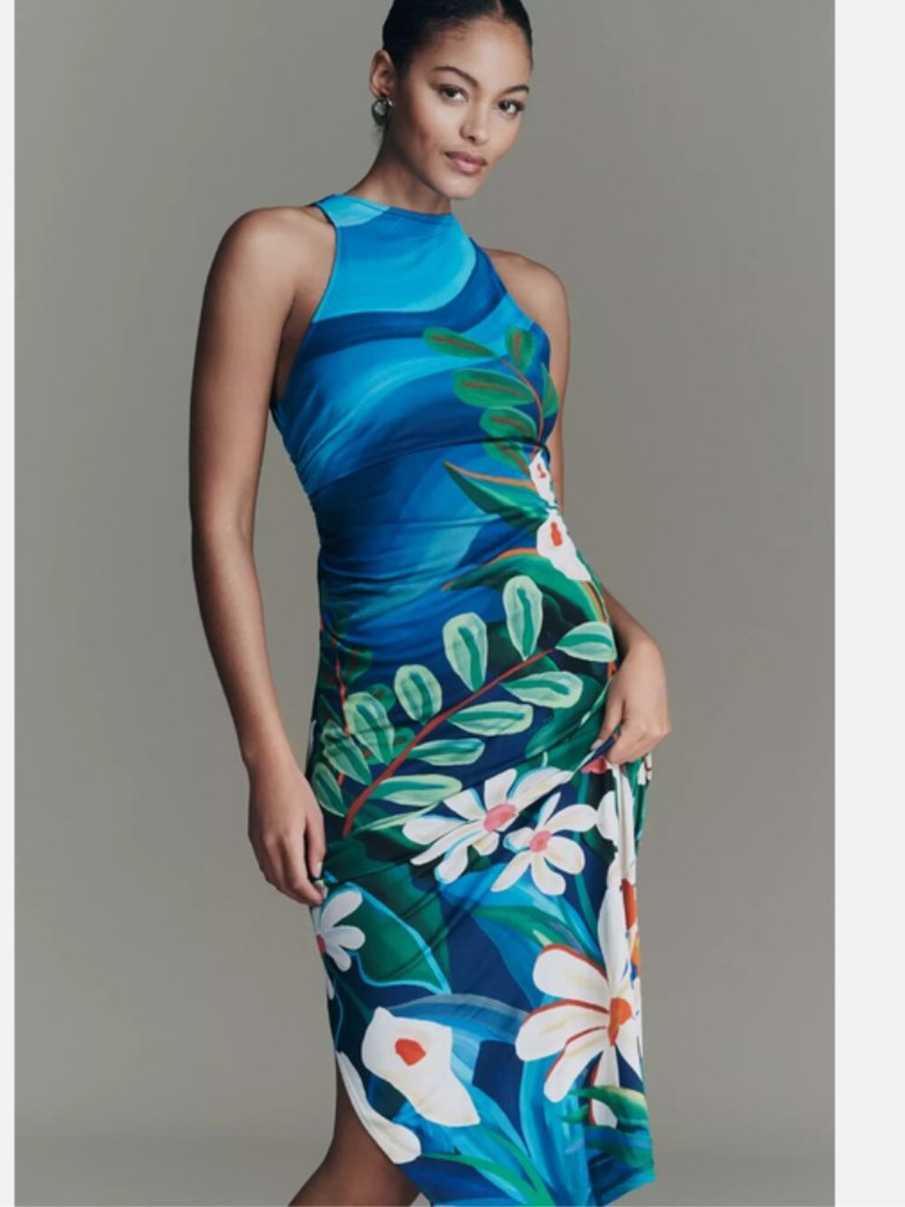Farm Rio x Anthropologie Sleeveles Printed Midi Dress Floral Wave M NWT Medium